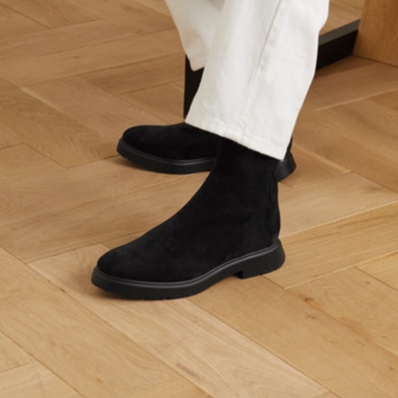 Stuart Weitzman Romy Chill Shearling-lined Suede Ankle Boots - Black - Picture 2 of 5